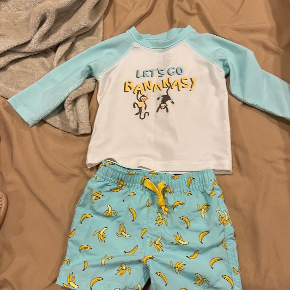 First Impressions Blue and White Banana Swim Set